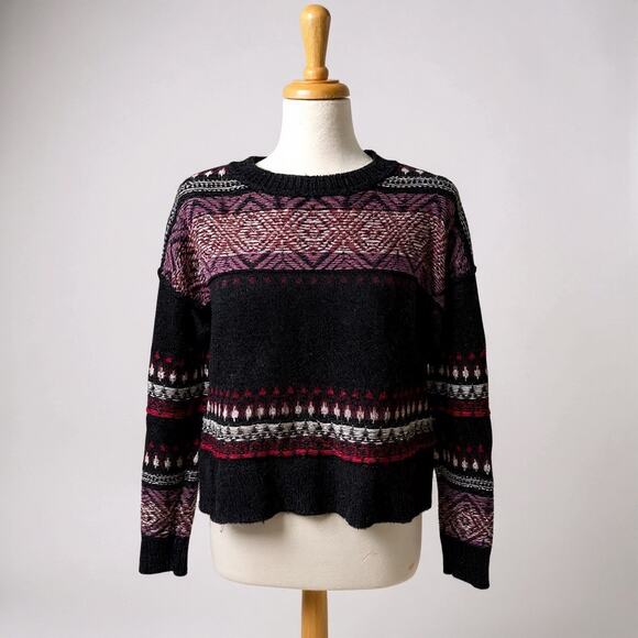 Lucky Brand Sweaters - Lucky Brand Sweater Med Black  Wool Alpaca Blend Boxy Crew Neck Boho Casual Cozy